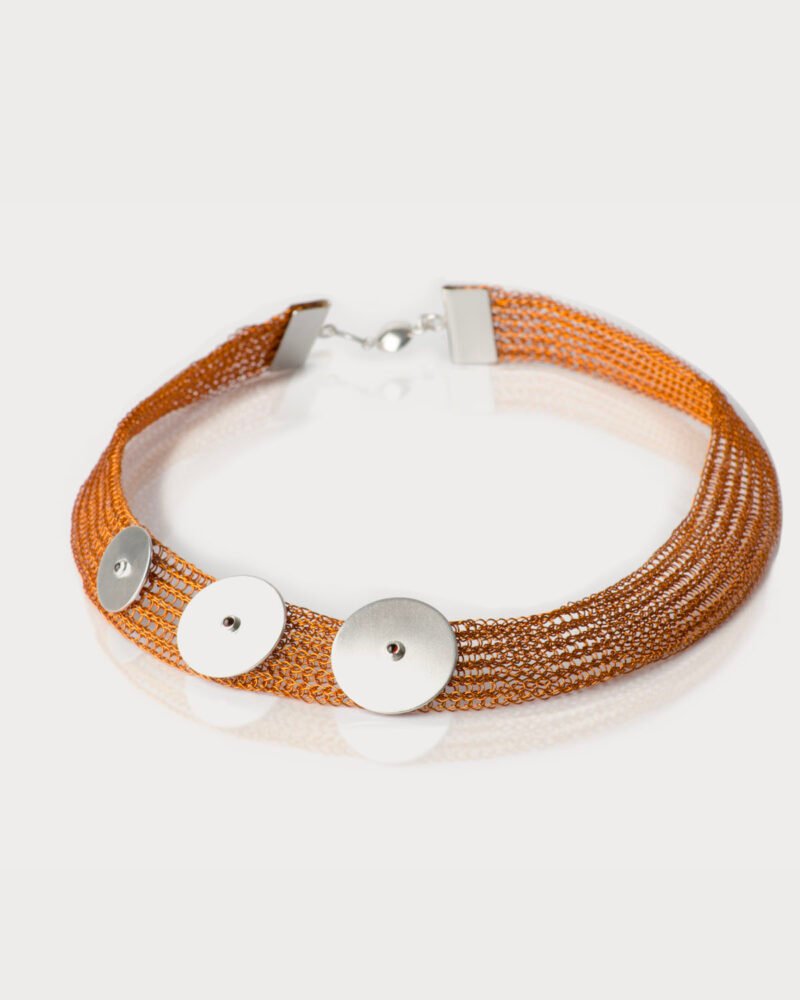 COLLAR PLANO 3 DIJES TEJIDO EN COBRE
