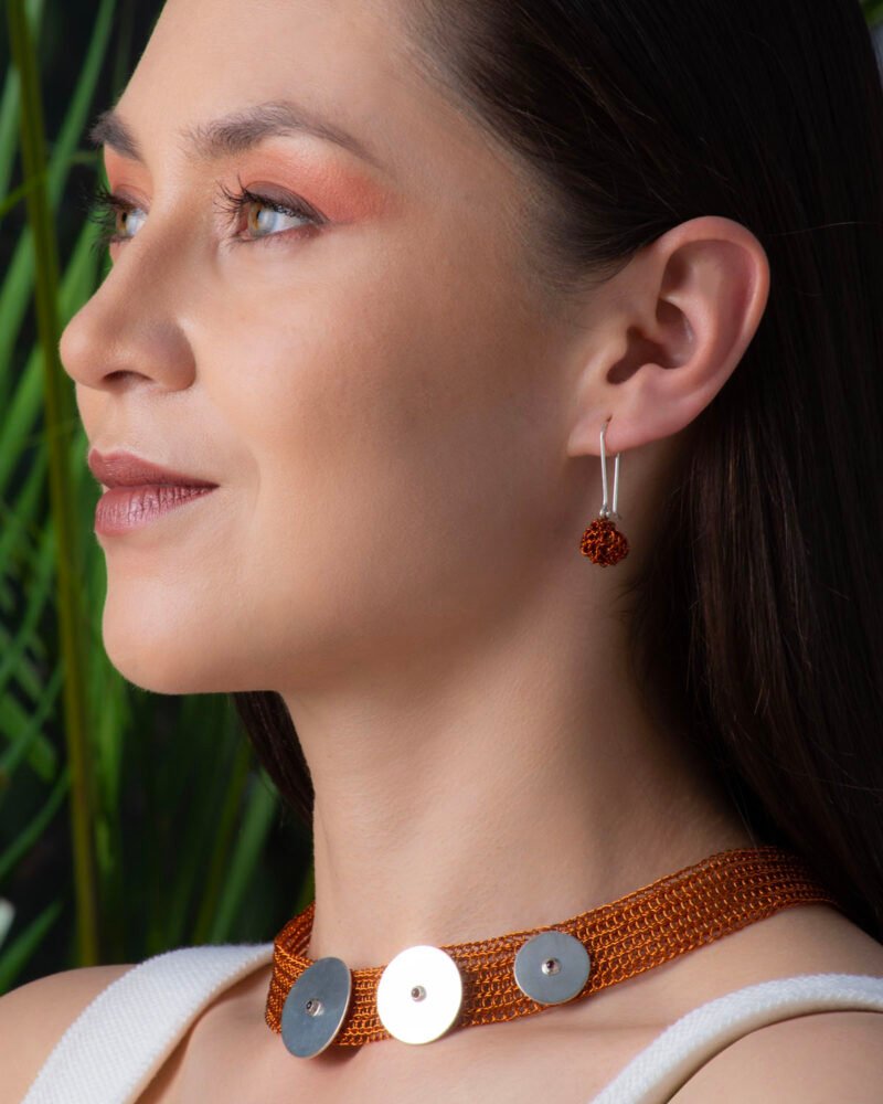 COLLAR PLANO 3 DIJES TEJIDO EN COBRE - Imagen 3
